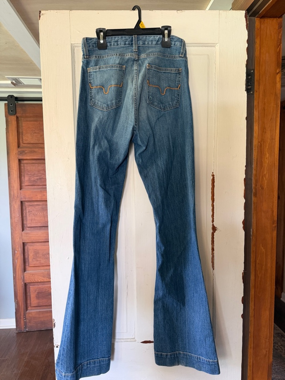Kimes Ranch Medium Blue Flare Jeans, Jennifer style, size 4/34” inseam. Like new